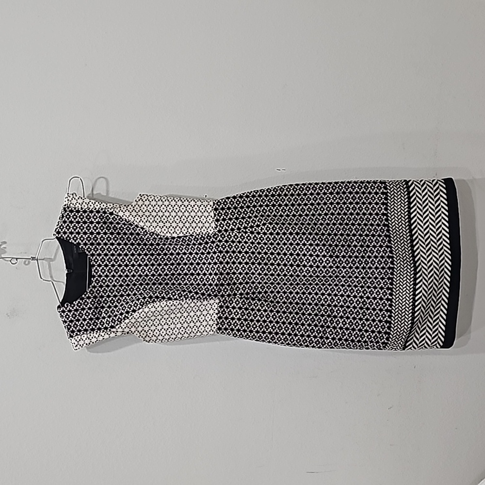 J Crew sleeveless black and white geometric dress sz 0